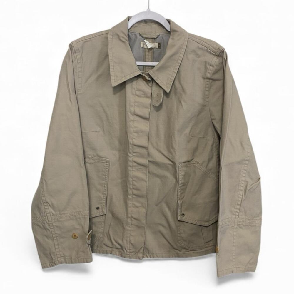 J. Crew Wallace & Barnes Utility Jacket Men's XL Khaki Tan Cotton Zip Up Snaps
